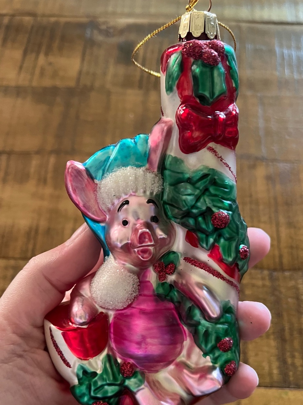 Vintage Disney Blown Glass Christmas Ornament Piglet from Pooh LARGE
